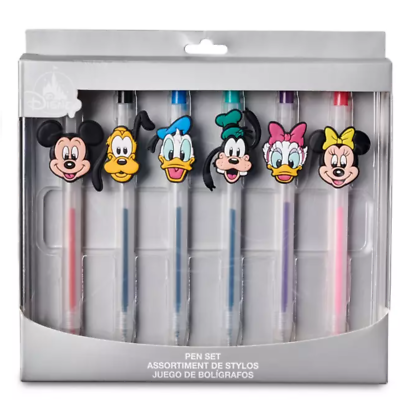 Disney Parks Mickey & Friends 6 Pack Pen Set Colored Ink