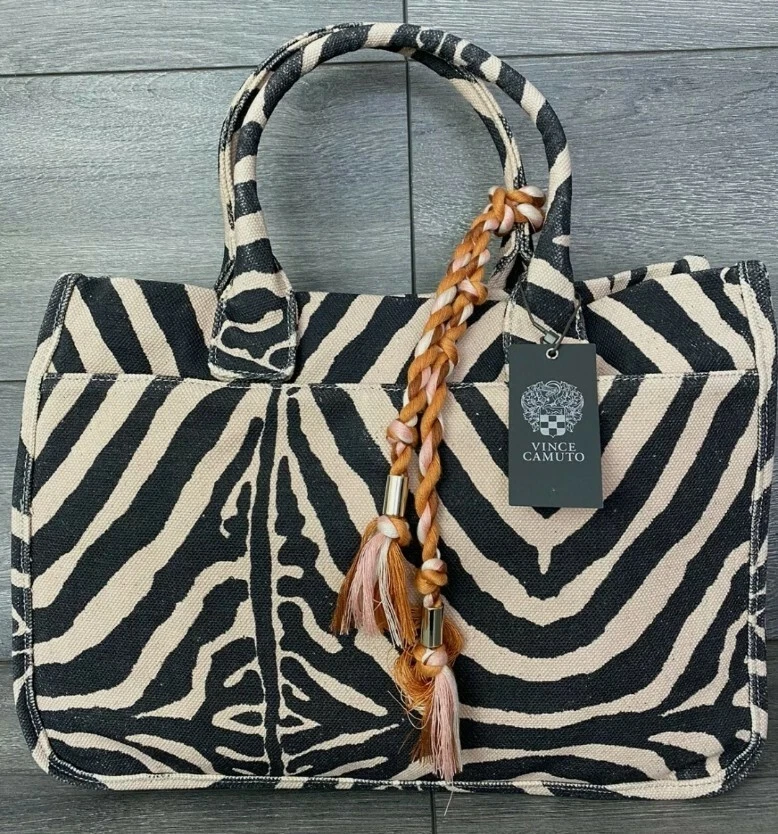 Bolso de Mano Vince Camuto Orla de Lona Estampado - Estampado de Cebra, Nuevo con Etiquetas