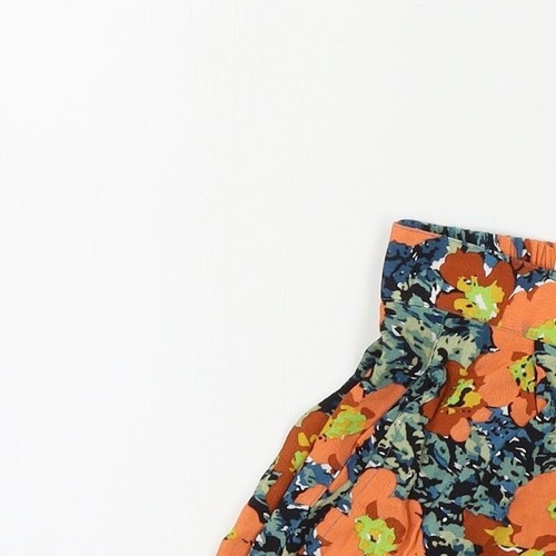 Topshop Womens Orange Floral Viscose Blend Cut-Off Shorts Size 6 Regular - Picture 3 of 12