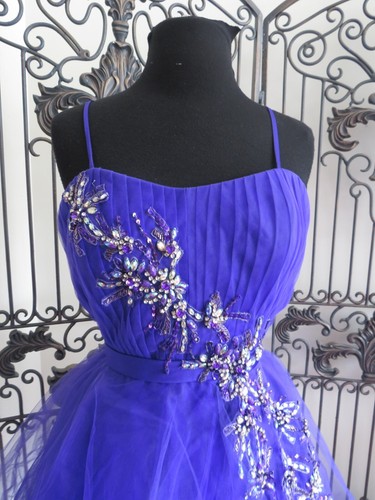 F41 MORI LEE 9344 SMALL PURPLE BEADED BEAUTIFUL GOWN DRESS - Picture 11 of 16