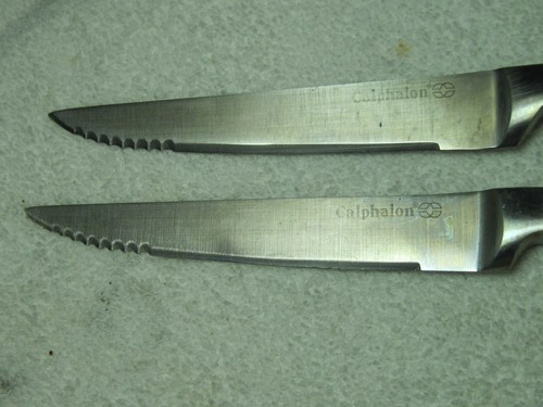 SLIGHTLY USED VTG LOT 2 CALPHALIN SERRATED UTILITY PARING STEAK KITCHEN KNIVES - Picture 3 of 12