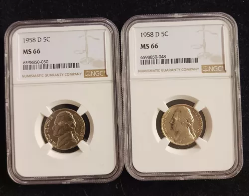1958 (D) NGC MS66 Jefferson Nickel Coin