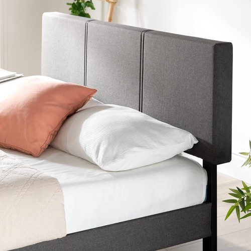 Zinus Cambril 83" Upholstered Platform Sustainable Bamboo Slats Queen Bed Frame - Picture 12 of 15