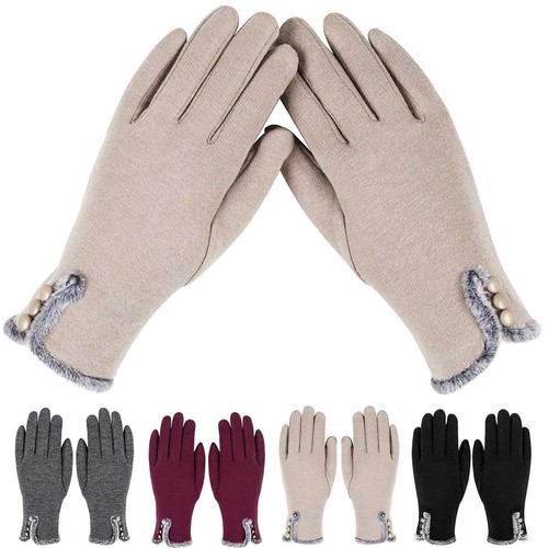 Women Ladies Warm Thick Soft Cashmere Gloves Touch Screen Winter Fleece Gloves - Picture 11 of 33