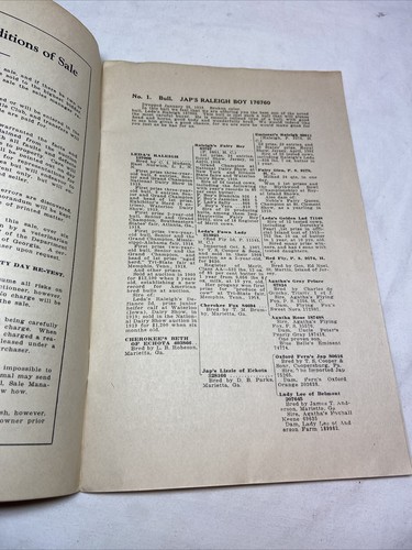 1923 Auction Sale W T Burt Jersey Farm Cows Booklet Ellaville GA Georgia - Picture 5 of 12