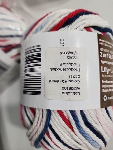 Lily Sugar 'n Cream Yarn Red White And Blue 2 Oz Cotton 4 Ply Crochet Knitting - Picture 7 of 8