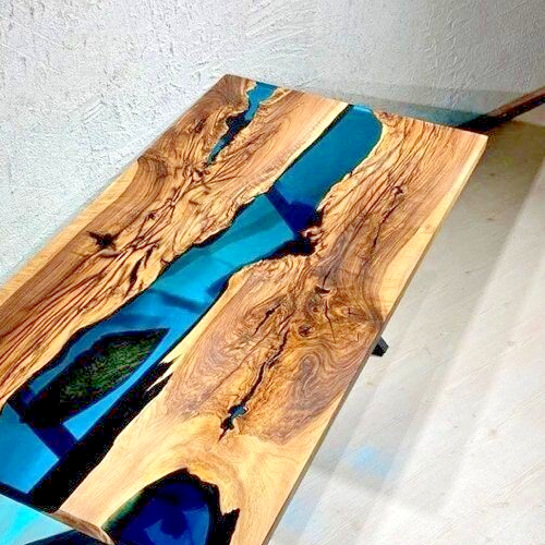 Epoxy Resin Table Top Accacia Wood Table Top For Dinning Kitchen Hall for Home - Picture 3 of 5