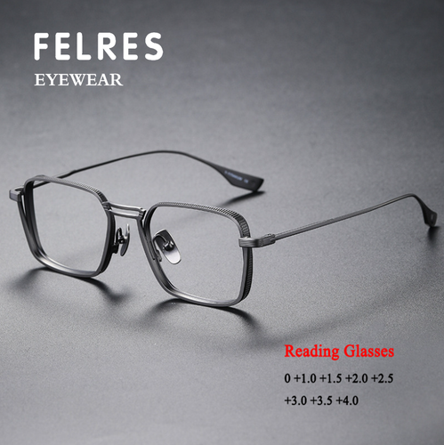 Retro Metal Square Blue Light Blocking Presbyopic Glasses Unisex Classic Glasses