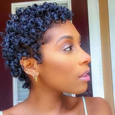 Women Short Afro Kinky Curly Wig Pixie Cut Wigs Brazilian Remy Human Hair Wigs