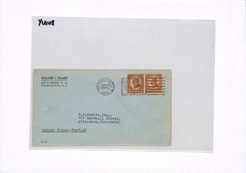 USA 1925 FDC Scott.582 1½c Brown Pair ROTARY PRINT PERF 10 First Day Cover YU108 - Picture 10 of 12