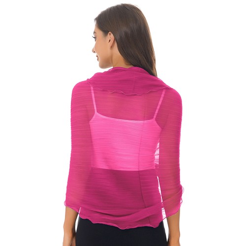 UK Women's Chiffon Cardigan Bolero Lightweight Solid Sexy Cropped Tops Cover Up - Picture 128 of 177