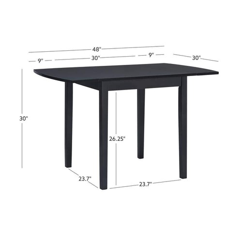 Linon Home Kitchen/Dining Table Drop Leaf Solid Wood Seat 4Standard Height Black - Picture 3 of 8