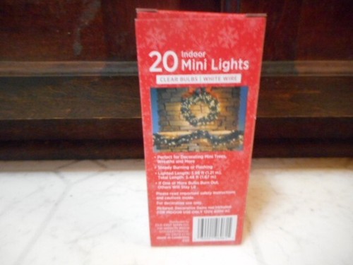 20ct Light Set String Miniature Clear Bulbs White Cord Christmas New - Picture 4 of 4