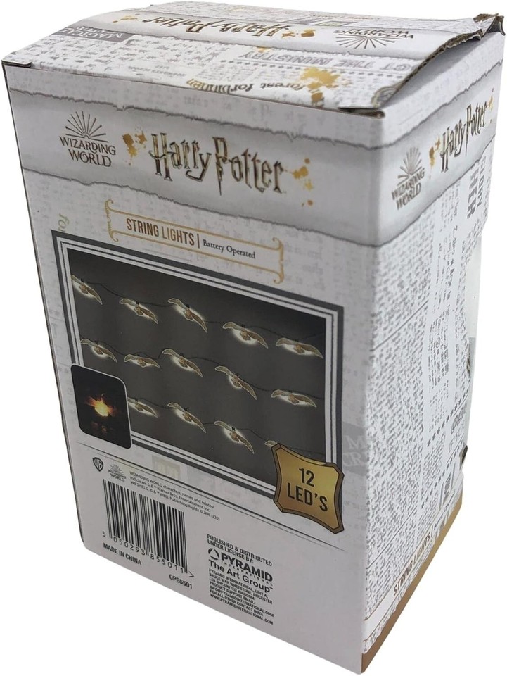 Harry Potter Hedwig Gold String Lights Battery Operated Damaged Box
