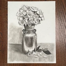 Original Still Life Drawing: Charcoal on paper, 18" x 24"
