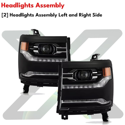 Front Bumper Primed & Headlights Assembly Kit For 2016-2018 Chevy Silverado 1500 - Picture 10 of 11