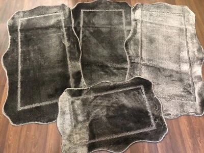 X ROMANY X GYPSY WASHABLES NON SLIP SETS OF 4 MATS/RUGS DARK GREY STUNNING MATS