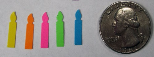 TINY BIRTHDAY CANDLE Set Lot 120 pieces 5 colors Punch Cutouts punch-outs 5/8" - Picture 16 of 19
