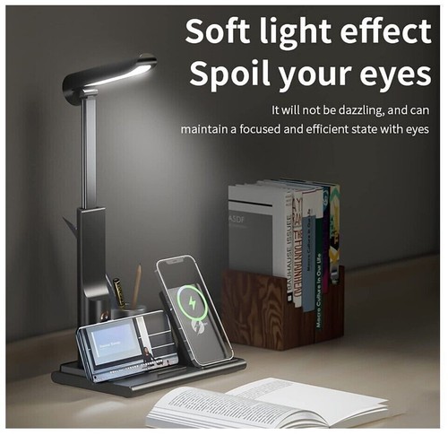 ** LED Desk Lamp Wireless Charger for Home Office (Black) ** New!! - Picture 2 of 5