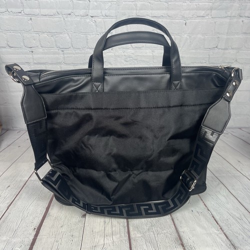 Versace Parfums Black Patent Leather Tote Shoulder Shopper Travel Bag - Picture 2 of 10