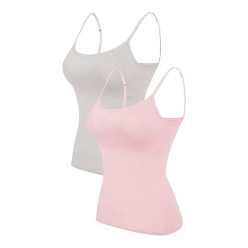 2PCS Women's Camisole with Built in Shelf Bra Adjustable Strap Vest Comfort Tops - Picture 18 of 99