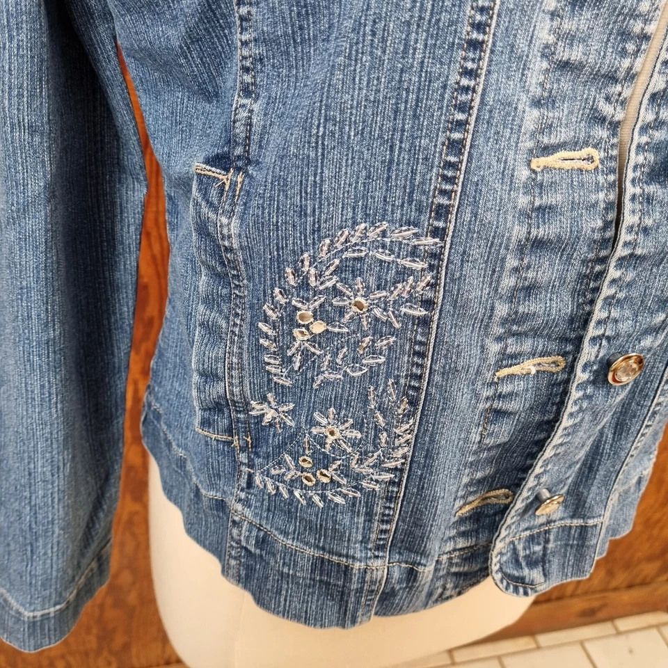 Blassport 弹力女式蓝色牛仔夹克 S 码小号 — 第 3/4 张图片