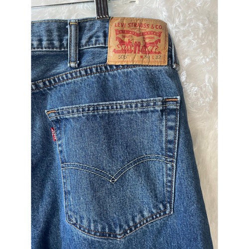 Levi's 505 Jeans Men's Size 38x32 Blue Medium Wash - Picture 4 of 6