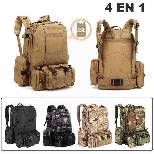 55L Military Tactical Backpack Rucksack Travel Bag for Camping Hiking Outdoor - Picture 9 of 47