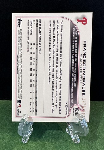 2022 Topps Update Series Gold RC #US318 Francisco Morales Phillies /2022 - Picture 2 of 10