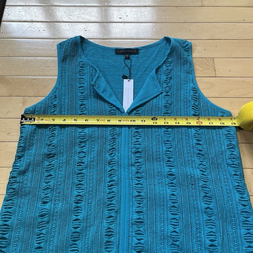 Sanctuary Crochet Sleeveless Top NWT Women’s L Large Blue Split Neck Lined Tank - Picture 7 of 8