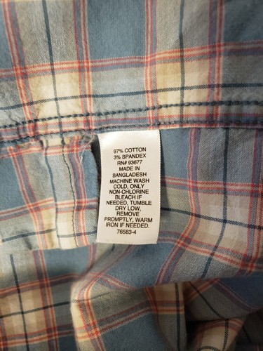 Mutual Weave Men's Plaid Shirt Button Down Size Medium Light Blue Short Sleeve - Picture 6 of 6