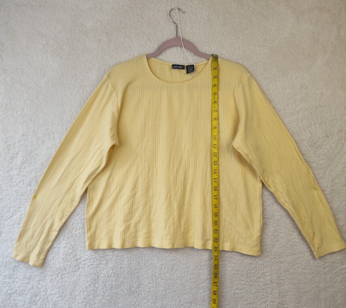 Cherokee Women Top Extra Large Yellow Cotton Blend Long Sleeve Pullover Fit - Picture 6 of 16