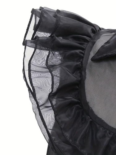 WEDNESDAY ADDAMS FAMILY 9-10Y Black Gothic Costume FANCY princes Dress/WIG Belt - Picture 10 of 11