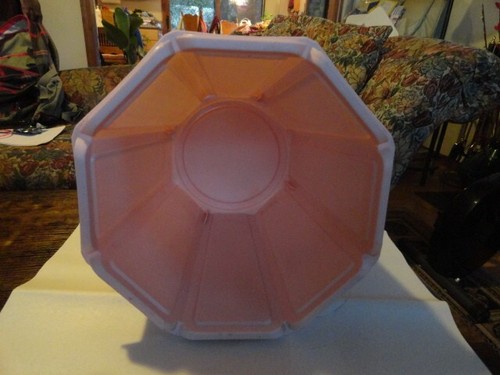 VTG Rubbermaid 2945 Light Pink Octagon Bathroom Vanity Waste Basket Woven Look - Picture 2 of 5