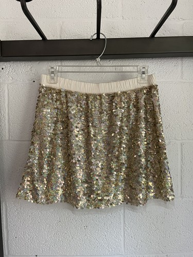 Crewcuts Girls Sequin Tulle Pull On Skirt Size 12 Gold Party Holiday