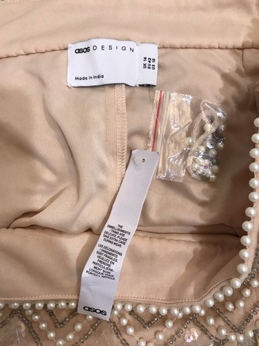 New Asos design pearl bead sequin midi skirt sheer mesh UK 14 EU 42 Taylor Swift - Picture 9 of 12