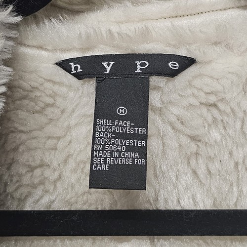 Hype Tan & Beige Faux Suede & Furry Retro Coat Size Medium - Picture 7 of 11