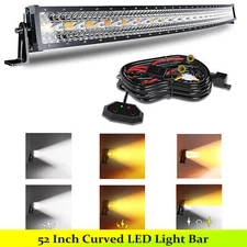 52INCH Curved LED Light Bar Flasing Strobe Driving fit Pickup Truck 4WD SUV