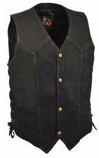 MILWAUKEE PERFORMANCE MEN'S 100 COTTON SIDE LACE BLACK DENIM VEST - USADU