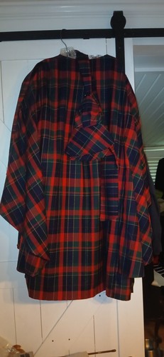 Poncho Avoca Collection Hecho en Irlanda Rojo a Cuadros Abotonado Falda a Juego Talla-1 - Imagen 1 de 7