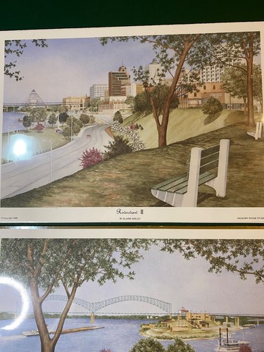 Elaine Neeley Prints, Signed, “Riverview I and Riverview II” 14.5" x 10" Memphis - Picture 7 of 21