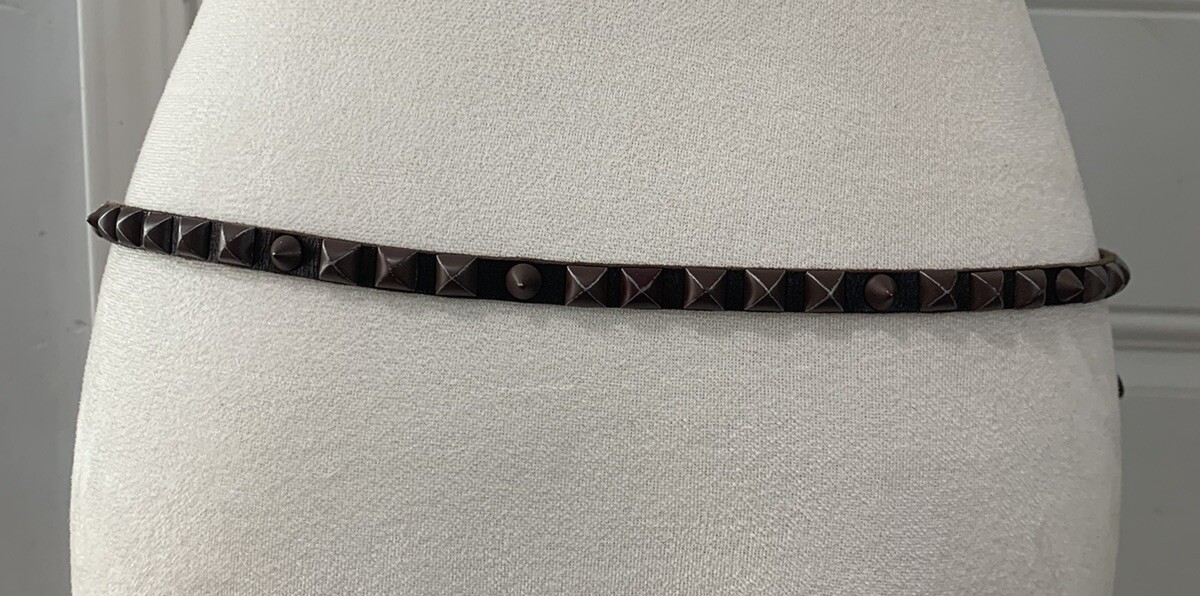Liebeskind Berlin Women 36 (90cm) Brown Leather Belt Studded 