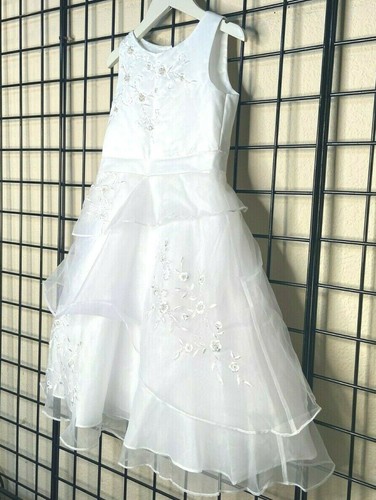NWT New So Plush White Chiffon Tiers Sweetie Pie Pageant/Party/Formal Gown 5/6Y - Picture 2 of 12