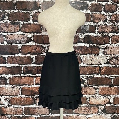 Kenzo Skirt Womens 38 US 6 S Small Black Pencil Straight Ruffles Silk Coquette - Picture 6 of 12
