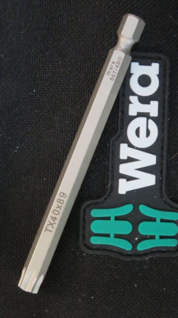 TORX T40 SECURITY HOLLOW END WERA 89MM BIT Screwdriver bit 1/4" Hex TORX T40 SECURITY HOLLOW END WERA 89MM BIT Screwdriver bit 1/4" Hex
