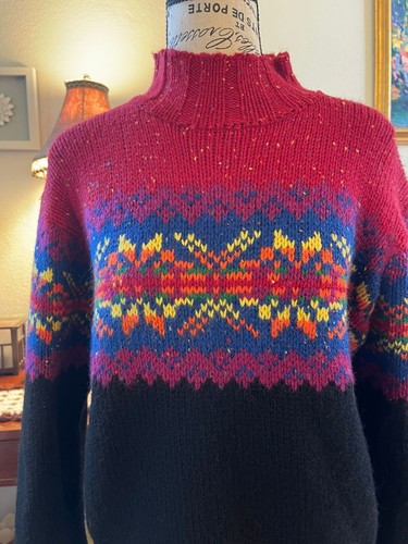 Express Tricot Women's Sweater Size M Multicolor 100% Wool Long Sleeve Vintage - Picture 2 of 9