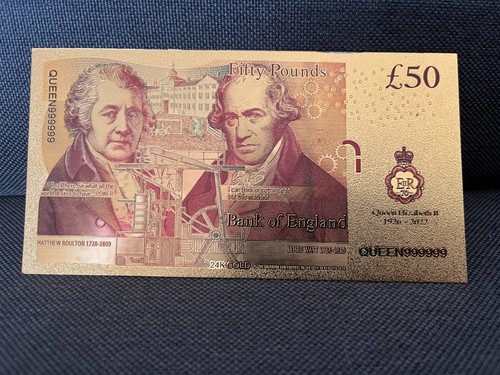 Gold Foil/Souvenir Note - England / GB / UK £50 Queen Elizabeth II - 1926-2022 - Bild 3 von 3