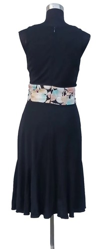 Kay Unger NY Midi Kleid Gr. 12 schwarz Seide Abendpassform Flare V-Ausschnitt Trompetensaum L - Bild 6 von 8
