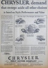 1928 Minneapolis Newspaper Page - Chrysler Based on Style, Performance, Value Ad
