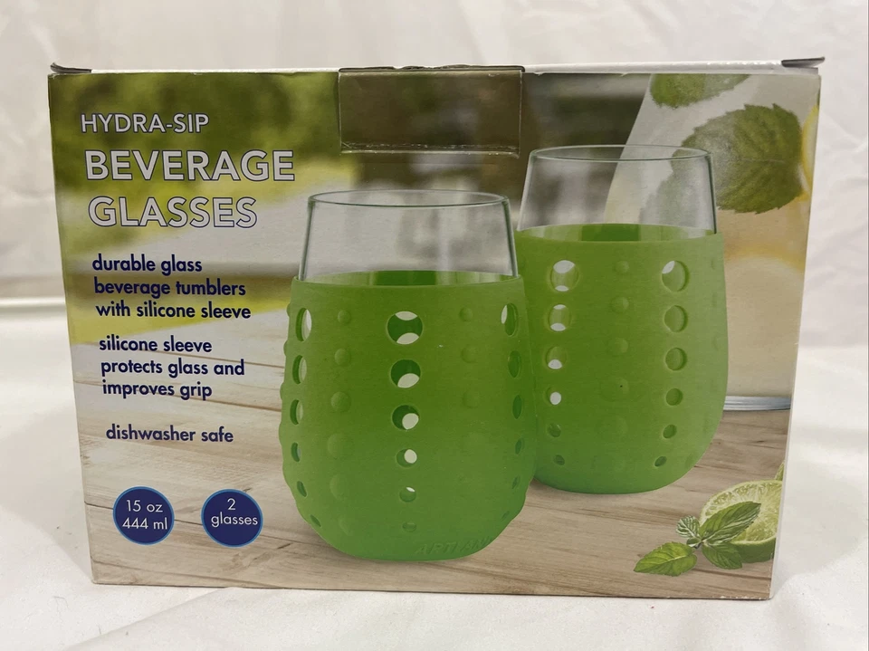 Juego de dos vasos Artland Hydra-Sip con mangas de silicona de 15 oz Foto 3 de 3